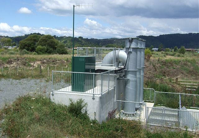 Stormwater pump station discharging to the Whakatane River
